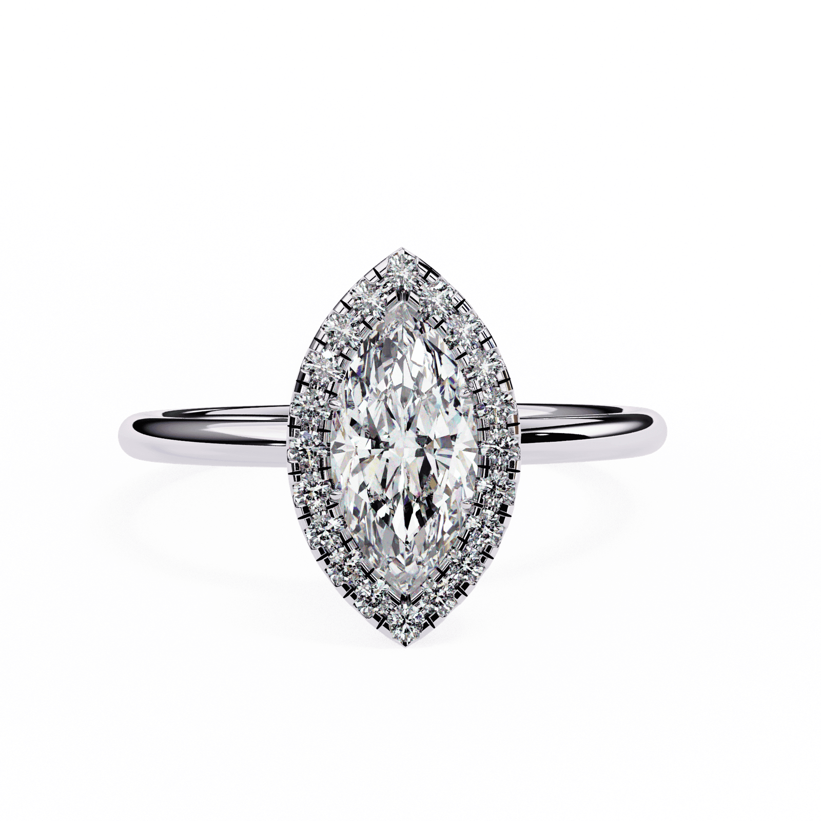 Marquise-Cut Diamond Halo Engagement Ring